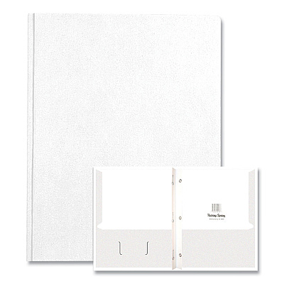 Roaring Spring Pocket Folder with 3 Fasteners, 0.5" Capacity, 11 x 8.5, White, 25/Box, 10 Boxes/Carton (ROA54122CS)