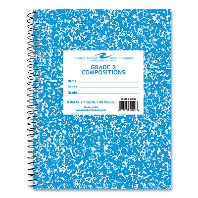 Roaring Spring Composition Book, 1-Subject, Grade 2 Manuscript Format, Blue Cover, (36) 9.75 x 7.5 Sheets, 48/Carton (ROA10202CS)