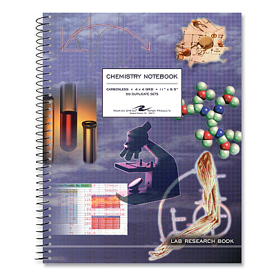 Roaring Spring Lab/Science Carbonless Notebook, Quad Rule (4 sq/in), Multicolor Cover, (100) 11x8.5 Sheets, 12/Carton (ROA77650CS)
