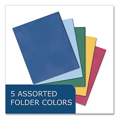 Roaring Spring Pocket Folder, 0.5" Capacity, 11 x 8.5, Assorted Colors, 100/Carton (ROA50200CS)