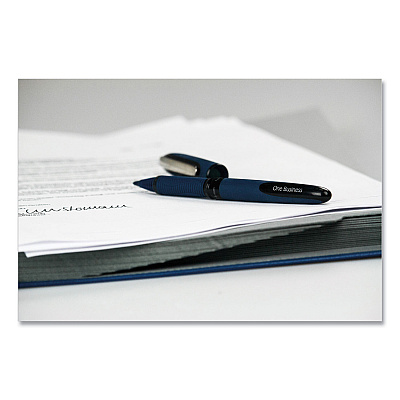 Schneider One Business Rollerball Pen, Stick, Fine 0.6 mm, Black Ink, Dark Blue/Black Barrel, 10/Box (RED183001)