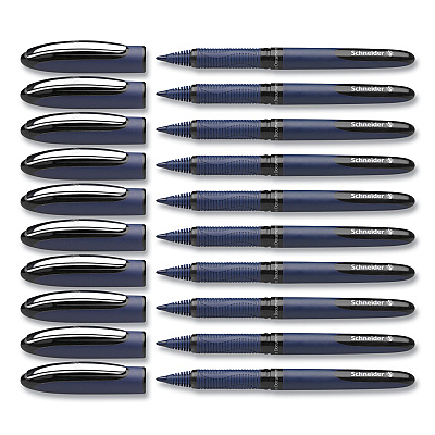 Schneider One Business Rollerball Pen, Stick, Fine 0.6 mm, Black Ink, Dark Blue/Black Barrel, 10/Box (RED183001)