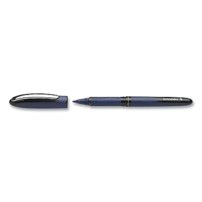 Schneider One Business Rollerball Pen, Stick, Fine 0.6 mm, Black Ink, Dark Blue/Black Barrel, 10/Box (RED183001)