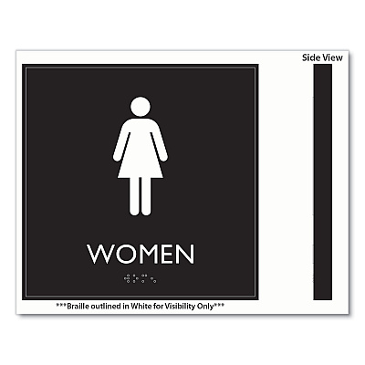 Headline Sign ADA Sign, Women, Plastic, 8 x 8, Clear/White (USS66912)