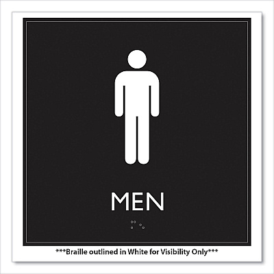 Headline Sign ADA Sign, Men, Plastic, 8 x 8, Clear/White (USS66914)