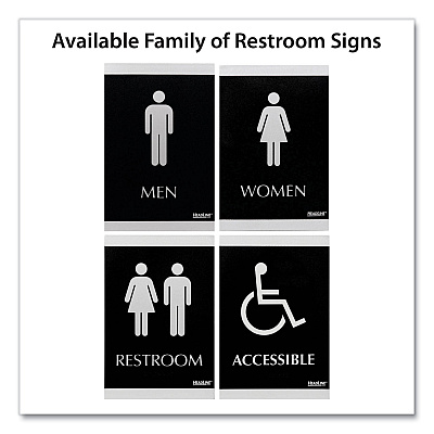 Headline Sign Century Series Office Sign, Men; Women, 6 x 9, Black/Silver (USS4248)