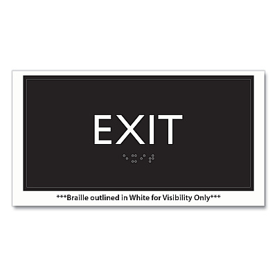 Headline Sign ADA Sign, Exit, Plastic, 4 x 4, Clear/White (USS69922)