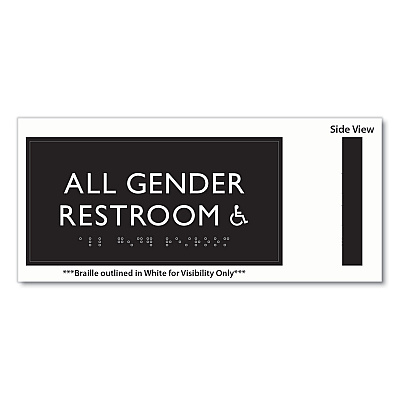 Headline Sign ADA Sign, All Gender Restroom Accessible, Plastic, 4 x 4, Clear/White (USS69921)
