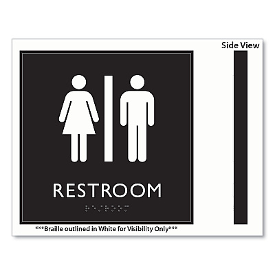 Headline Sign ADA Sign, Unisex Restroom, Plastic, 8 x 8, Clear/White (USS66910)