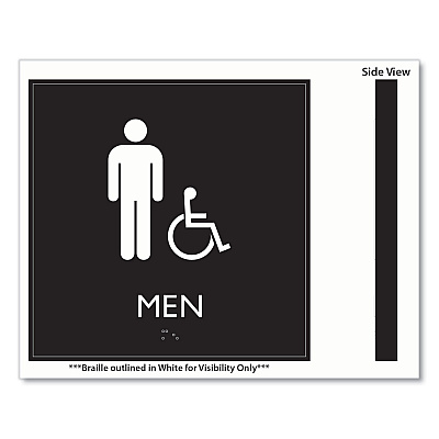 Headline Sign ADA Sign, Men Accessible, Plastic, 8 x 8, Clear/White (USS66915)
