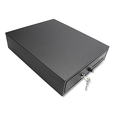Honeywell Space-Saving Steel Cash Drawer, 4 Bill, 5 Coin Slots, Key Lock, 17 x 13 x 4, Black (HWL6313)