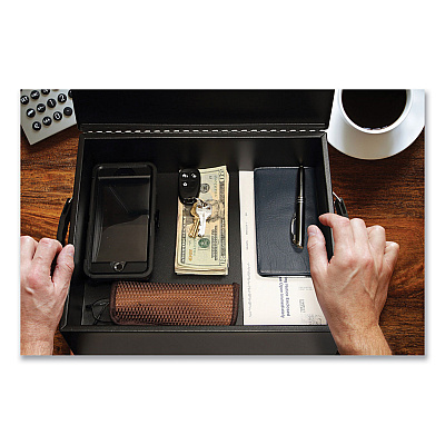 Honeywell Large Cash Management Box, Key Lock, 11 x 14.3 x 4.3, Steel, Black (HWL6209)