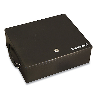 Honeywell Large Cash Management Box, Key Lock, 11 x 14.3 x 4.3, Steel, Black (HWL6209)