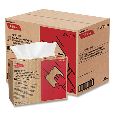 Cascades PRO Tuff-Job S500 High Performance Wipers, 9.25 x 12.5, White, 176/Box, 10 Box/Carton (CSDW511)