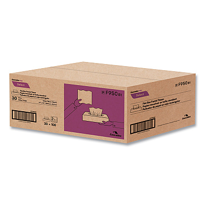 Cascades PRO Select Flat Box Facial Tissue, 2-Ply, White, 100 Sheets/Box, 30 Boxes/Carton (CSDF950)