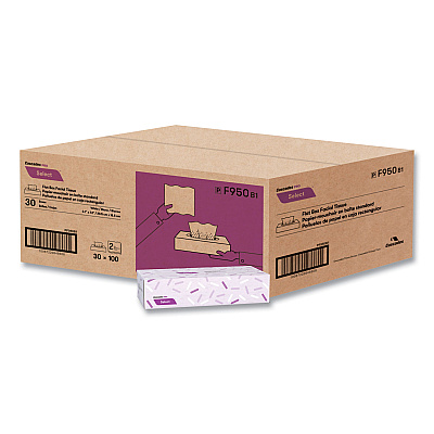 Cascades PRO Select Flat Box Facial Tissue, 2-Ply, White, 100 Sheets/Box, 30 Boxes/Carton (CSDF950)