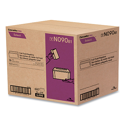 Cascades PRO Select Full Fold II Napkins, 1-Ply, 12 x 12, White, 375/Pack, 24/Carton (CSDN090)