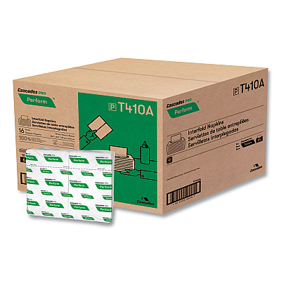 Cascades PRO Perform Interfold Napkins, 1-Ply, 6.5 x 4.25, White, 376/Pack, 16 Packs/Carton (CSDT410)