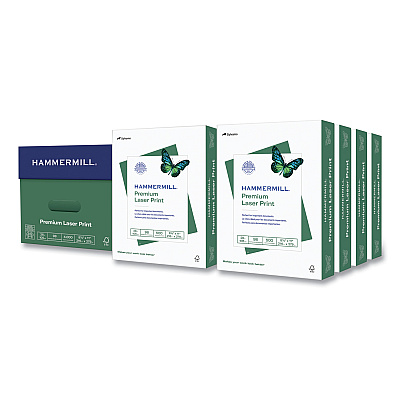 Hammermill Premium Laser Print Paper, 98 Bright, 28 lb Bond Weight, 8.5 x 11, White, 500/Ream, 8 Reams/Carton, 32 Cartons/Pallet (HAM125534PLT)