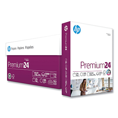 HP Premium24 Paper, 98 Bright, 24 lb Bond Weight, 8.5 x 11, Ultra White, 500 Sheets/Ream, 5 Reams/Carton, 64 Cartons/Pallet (HEW115300PLT)