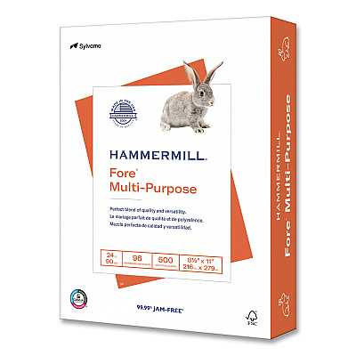Hammermill Fore Multipurpose Print Paper, 96 Bright, 24 lb, 8.5 x 11, White, 500 Sheets/Ream, 10 Reams/Carton, 32 Cartons/Pallet (HAM103283PLT)