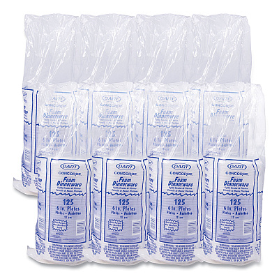 Dart Concorde Foam Plate, 6" dia, White, 1,000/Carton (DCC6PWCR)