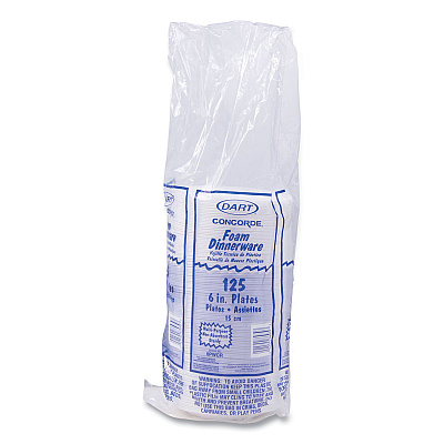 Dart Concorde Foam Plate, 6" dia, White, 1,000/Carton (DCC6PWCR)