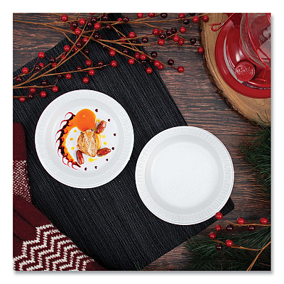 Dart Quiet Classic Laminated Foam Dinnerware Plates, 6" dia, White, 125/Pack, 8 Packs/Carton (DCC6PWQR)