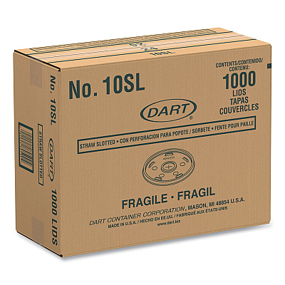 Dart Plastic Cold Cup Lids, Fits 10 oz Cups, Translucent, 100 Pack, 10 Packs/Carton (DCC10SL)