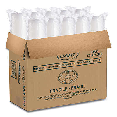 Dart Plastic Cold Cup Lids, Fits 10 oz Cups, Translucent, 100 Pack, 10 Packs/Carton (DCC10SL)