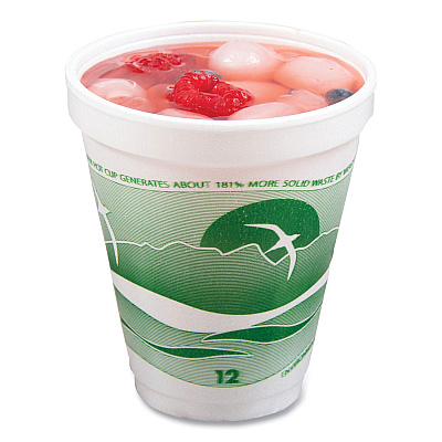 Dart Horizon Hot/Cold Foam Drinking Cups, 12 oz, Green/White, 25/Bag, 40 Bags/Carton (DCC12J16H)