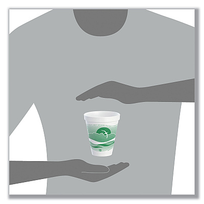 Dart Horizon Hot/Cold Foam Drinking Cups, 12 oz, Green/White, 25/Bag, 40 Bags/Carton (DCC12J16H)