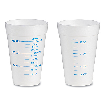 Dart Graduated Foam Medical Cups, 16 oz, White, 25/Pack, 40 Packs/Carton (DCC16J16GRAD)
