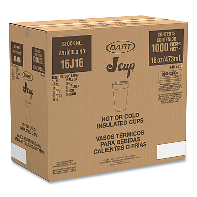 Dart Graduated Foam Medical Cups, 16 oz, White, 25/Pack, 40 Packs/Carton (DCC16J16GRAD)