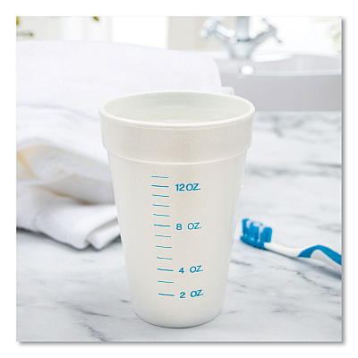 Dart Graduated Foam Medical Cups, 16 oz, White, 25/Pack, 40 Packs/Carton (DCC16J16GRAD)