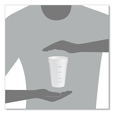 Dart Graduated Foam Medical Cups, 16 oz, White, 25/Pack, 40 Packs/Carton (DCC16J16GRAD)