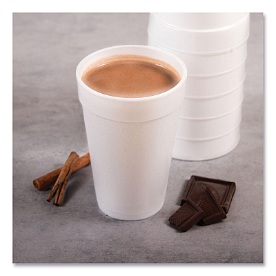 Dart Foam Drink Cups, 16 oz, White, 20/Bag, 25 Bags/Carton (DCC16J165)