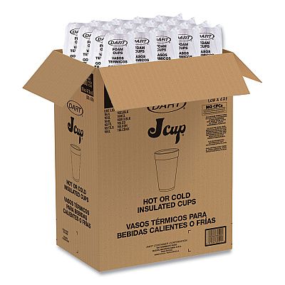 Dart Foam Drink Cups, 16 oz, White, 20/Bag, 25 Bags/Carton (DCC16J165)