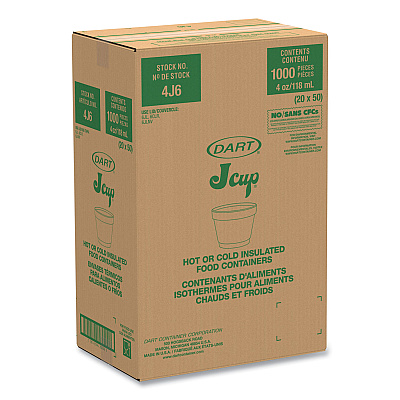 Dart Bowl Containers, 4 oz, White, Foam, 1,000/Carton (DCC4J6)