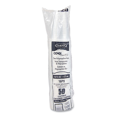 Dart Conex ClearPro Plastic Cold Cups, Plastic, 16 oz, Clear, 50/Pack, 20 Packs/Carton (DCC16PX)