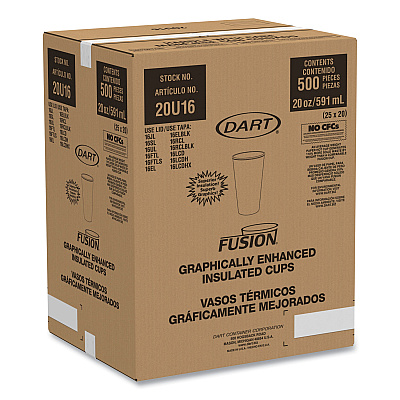 Dart Fusion Escape Foam Hot/Cold Cups, 20 oz, Brown/Black, 500/Carton (DCC20U16ESC)
