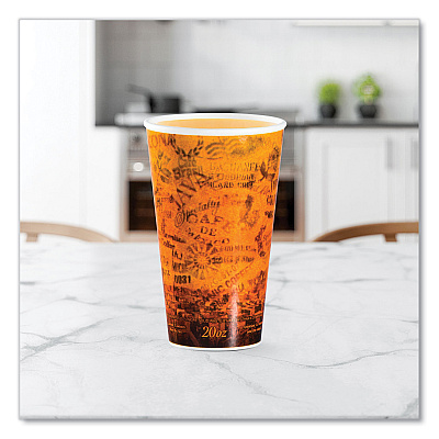 Dart Fusion Escape Foam Hot/Cold Cups, 20 oz, Brown/Black, 500/Carton (DCC20U16ESC)