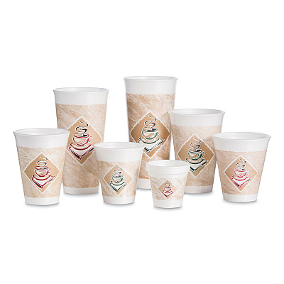 Dart Cafe G Foam Hot/Cold Cups, 20 oz, Brown/Red/White, 20/Pack (DCC20X16GPK)