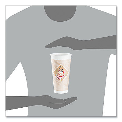 Dart Cafe G Foam Hot/Cold Cups, 20 oz, Brown/Red/White, 20/Pack (DCC20X16GPK)