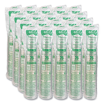 Dart Ultra Clear Pedestal PET Cups, 32 oz, Clear, 25/Bag, 20 Bags/Carton (DCC32AC)