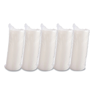 Dart Plastic Lids for Foam Containers, Flat, Vented, Fits 24-32 oz, Translucent, 100/Pack, 5 Packs/Carton (DCC48JL)