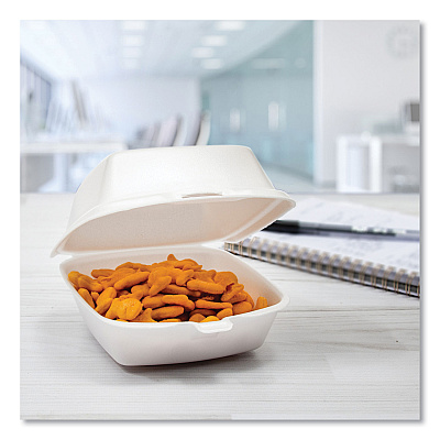Dart Foam Hinged Lid Containers, 5.38 x 5.5 x 2.88, White, 500/Carton (DCC50HT1)