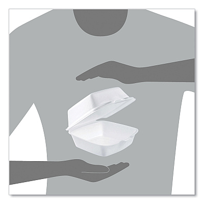 Dart Foam Hinged Lid Containers, 5.38 x 5.5 x 2.88, White, 500/Carton (DCC50HT1)