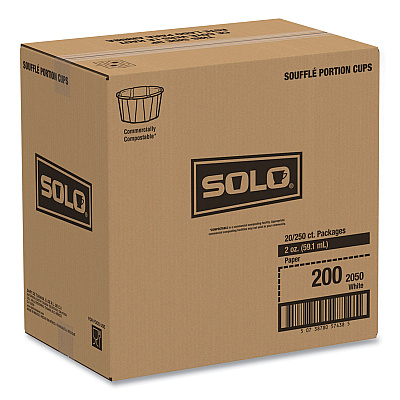 Solo Paper Portion Cups, ProPlanet Seal, 2 oz, White, 250/Bag, 20 Bags/Carton (SCC200)