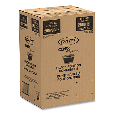Dart Conex Complements Portion/Medicine Cups, 2 oz, Black, 125/Bag, 20 Bags/Carton (DCC200PCBLK)